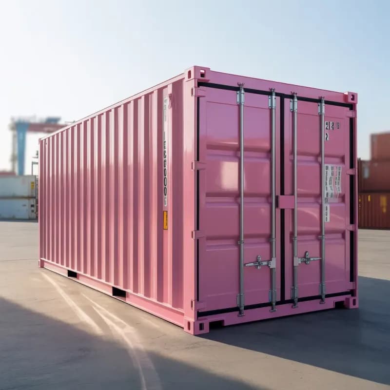 Pink cargo container angle view showing corrugated steel walls and corner castings by Portable Office Cabin – Portable Office Cabin | Bangalore, Chennai, Mumbai & across India Pink cargo container angle view showing corrugated steel walls and corner castings by Portable Office Cabin – available in Bangalore, Chennai, Hyderabad, Mumbai, Pune, Delhi NCR & pan-India