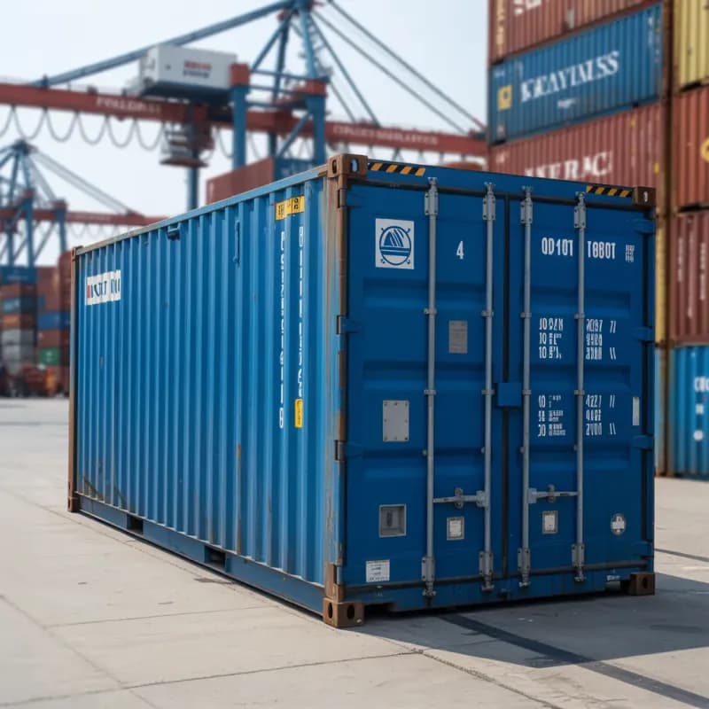 ISO shipping container dispatched to Krishnagiri — cargo-worthy Corten steel unit by Portable Office Cabin Blue ISO shipping container at port yard ready for dispatch to Krishnagiri and Dharmapuri by Portable Office Cabin – available in Bangalore, Chennai, Hyderabad, Mumbai, Pune, Delhi NCR & pan-India