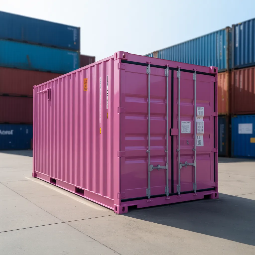 Pink 20ft shipping container with CSC plate and locking bars at container yard by Portable Office Cabin – Portable Office Cabin | Bangalore, Chennai, Mumbai & across India Pink 20ft shipping container with CSC plate and locking bars at container yard by Portable Office Cabin – available in Bangalore, Chennai, Hyderabad, Mumbai, Pune, Delhi NCR & pan-India