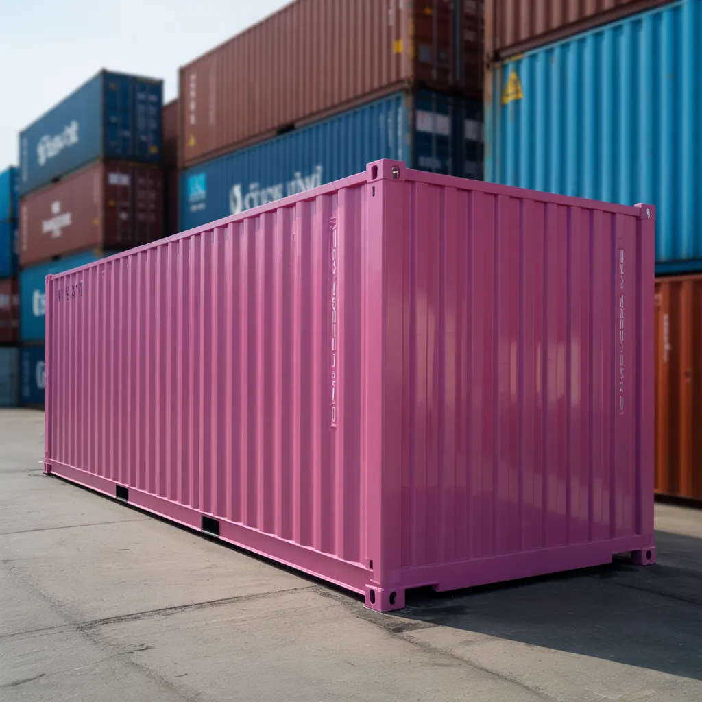Pink 40ft cargo storage container side view with corrugated wall panels at industrial depot by Portable Office Cabin – Portable Office Cabin | Bangalore, Chennai, Mumbai & across India Pink 40ft cargo storage container side view with corrugated wall panels at industrial depot by Portable Office Cabin – available in Bangalore, Chennai, Hyderabad, Mumbai, Pune, Delhi NCR & pan-India