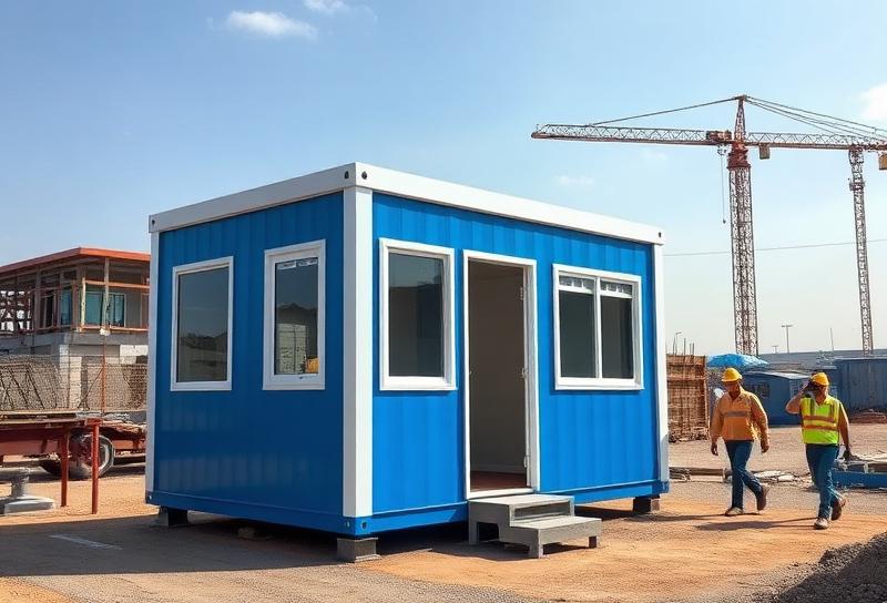 Modern portable cabin site office installed at construction site in India – Portable Office Cabin | Bangalore, Chennai, Mumbai & across India Modern portable cabin site office installed at construction site in India