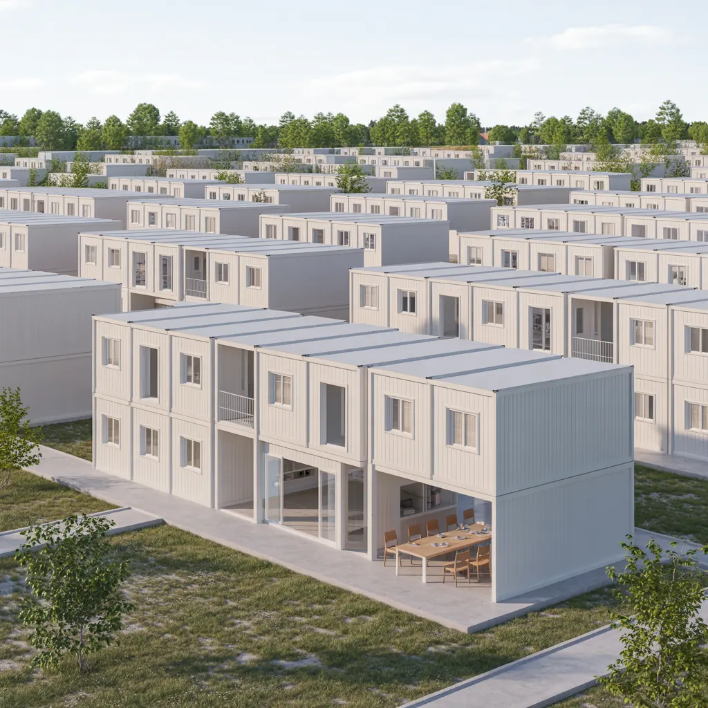 Modern prefabricated labour colony community with amenities in Bengaluru