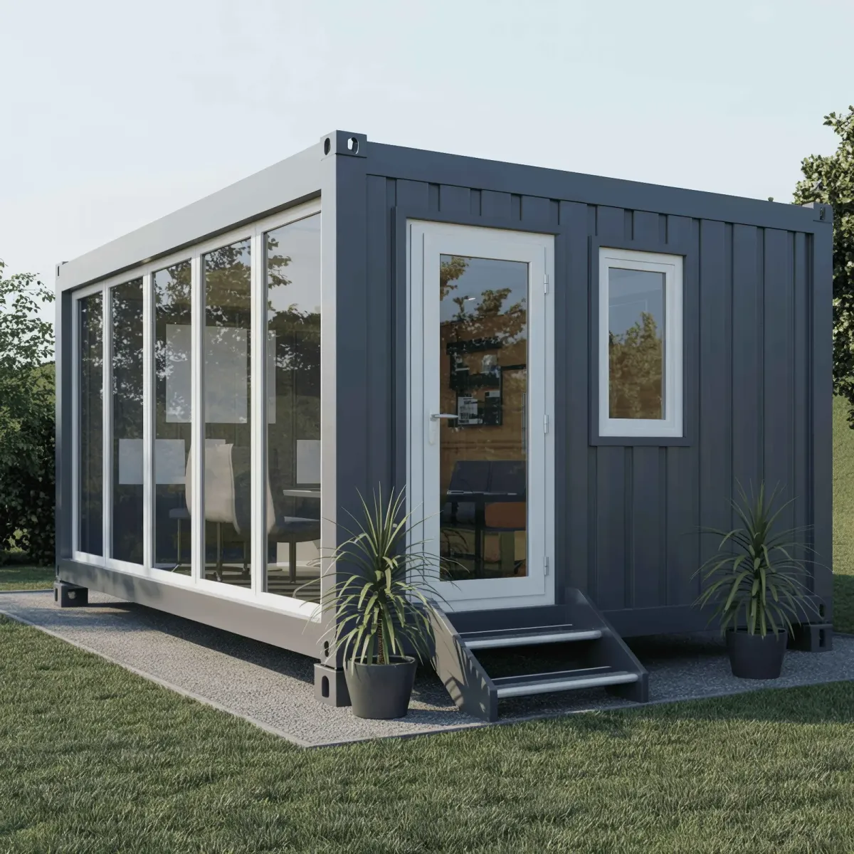 Portable container office cabin with glass windows for rent in Mumbai Pune