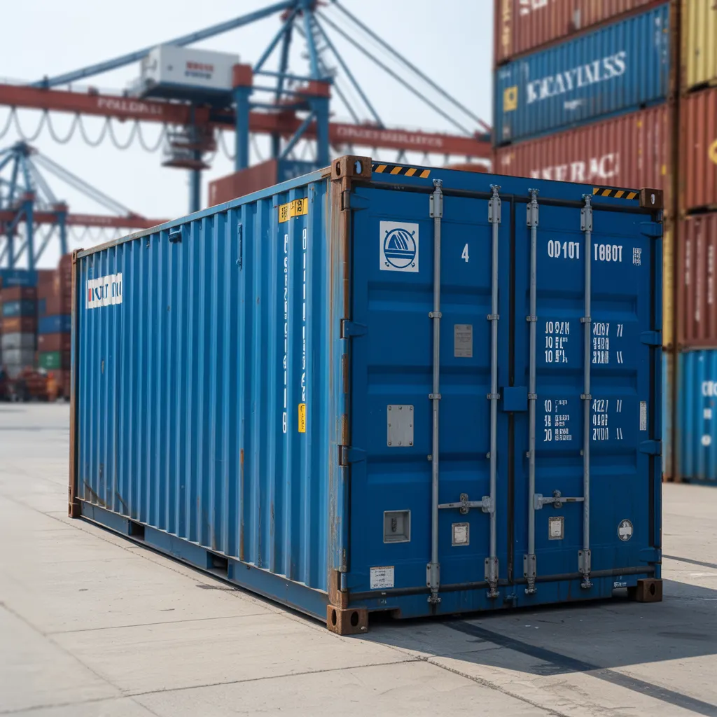 ISO shipping container dispatched to Krishnagiri — cargo-worthy Corten steel unit by Portable Office Cabin Blue ISO shipping container at port yard ready for dispatch to Krishnagiri and Dharmapuri by Portable Office Cabin – available in Bangalore, Chennai, Hyderabad, Mumbai, Pune, Delhi NCR & pan-India