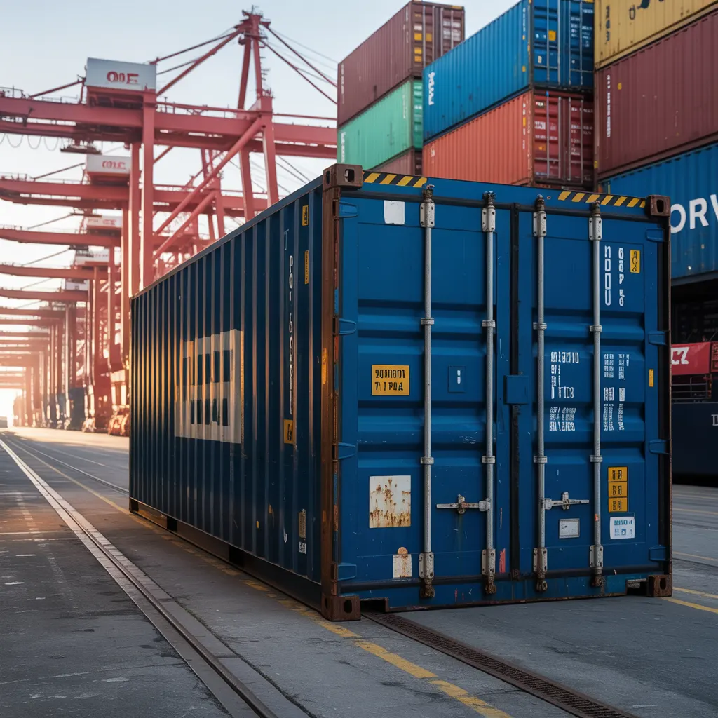 20ft ISO shipping container at Bengaluru container yard for Peenya industrial supply by Portable Office Cabin