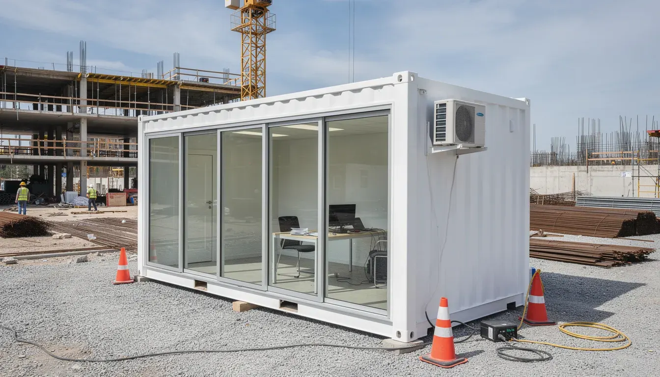 Shipping container rental site office Shipping container site office installed on a construction project – available in Bangalore, Chennai, Hyderabad, Mumbai, Pune, Delhi NCR & pan-India